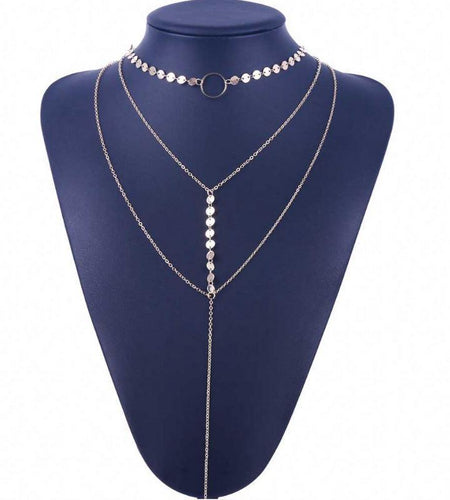 Three Layer Lariat Choker Necklace